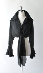 Vintage 90's Black Sheer Tie Top S - Bombshell Bettys Vintage
