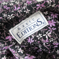 Vintage 90s Grunge Purple Flower Pearl Button Mini Dress M