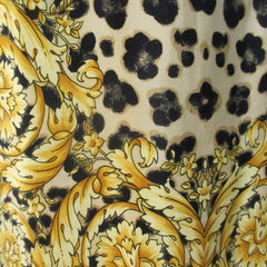 Vintage 90s Silk Baroque Scarf Leopard Dress S