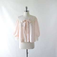 Vintage 40's Barbizon Elfin Peach & Lace Bed Jacket M / L - Bombshell Bettys Vintage
