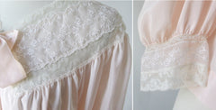 Vintage 40's Barbizon Elfin Peach & Lace Bed Jacket M / L - Bombshell Bettys Vintage
