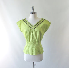 Vintage 50's Chartreuse Squaw Patio Skirt & Top Set M - Bombshell Bettys Vintage