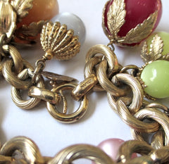 Vintage Napier Moonglow Fruit Salad Charm Braclet - Bombshell Bettys Vintage
