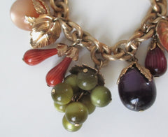 Vintage Napier Moonglow Fruit Salad Charm Braclet - Bombshell Bettys Vintage