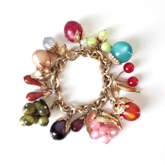 Vintage Napier Moonglow Fruit Salad Charm Braclet - Bombshell Bettys Vintage