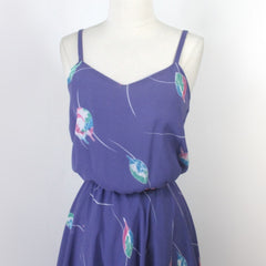 Vintage 70's Chiffon Dagger Hem Disco Dress S