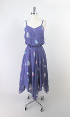 Vintage 70's Chiffon Dagger Hem Disco Dress S