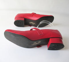 Vintage 60's Red Patent Mary Jane Square Dance Shoes In Box 8 1/2 - Bombshell Bettys Vintage