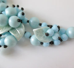 Vintage West Germany Blue Glass Bead Cluster Necklace Choker - Bombshell Bettys Vintage