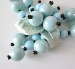 Vintage West Germany Blue Glass Bead Cluster Necklace Choker - Bombshell Bettys Vintage