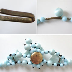 Vintage West Germany Blue Glass Bead Cluster Necklace Choker - Bombshell Bettys Vintage
