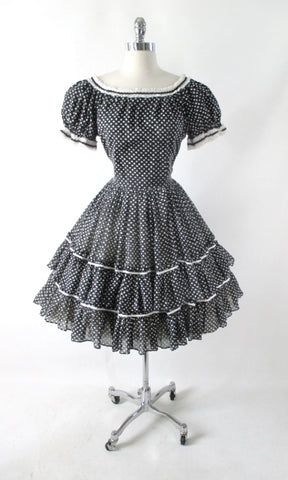 Vintage Black & White Full Circle Skirt Square Dance / Dolly Dress M Bombshell Bettys Vintage Vintage Black & White Full Circle Skirt Square Dance / Dolly Dress M Bombshell Bettys Vintage