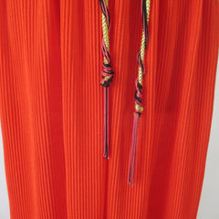 Vintage 70s Orange Accordion Pleat Disco Maxi Dress M