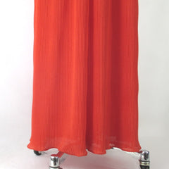 Vintage 70s Orange Accordion Pleat Disco Maxi Dress M