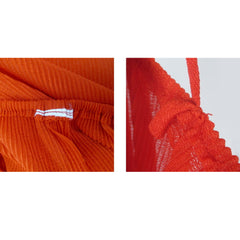 Vintage 70s Orange Accordion Pleat Disco Maxi Dress M