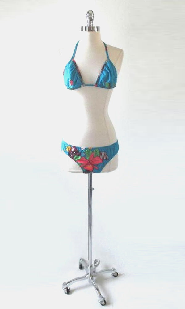Vintage Classic Hawaiian Swimsuit 2 Piece Cotton Bikini Bathing Suit Hawaii S M gallery- Bombshell Bettys Vintage