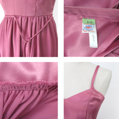 Vintage 70s Pink Satin Party Dress Gown S