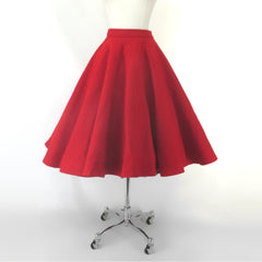 vintage 50s style red felt full circle skirt full