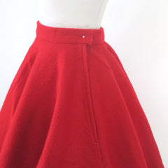 vintage 50s style red felt full circle skirt waist