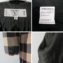 Vintage 90s Valentino Miss V Tartan Plaid Blazer / Jacket 38 M