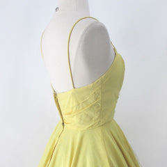 Vintage 50s Sunny Yellow & Lace Lilli Diamond Party Dress XS