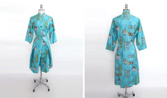 Vintage 50's Hawaiian Style Teatimer Top & Capri Pants Set New/Old Stock M