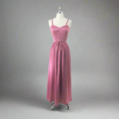Vintage 70s Pink Satin Party Dress Gown S