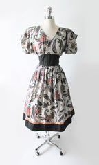 vintage 80s full skirt paisley kimono sleeve tea dress gallery web