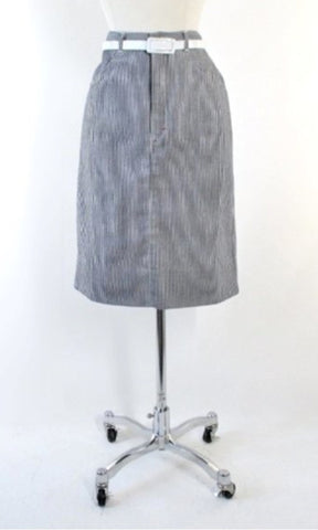 Vintage 80's Hickory Stripe J Lerbret  BIS  Denim Pencil Skirt S