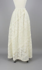 Vintage 70's Antique White Lace Bohemian Maxi Skirt • One size