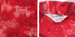 Vintage 60s Red Novelty Print Fire Engine Top Shirt L