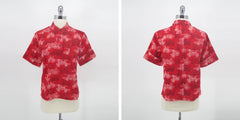 Vintage 60s Red Novelty Print Fire Engine Top Shirt L