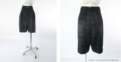 Vintage 50s Green & Blue Plaid Wool Bermuda Shorts + Belt L
