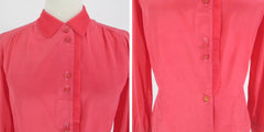Vintage 50s Salmon Pink Ruffled Blouse Top M