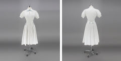 Vintage 50s White & Blue House Dress / Dressing Gown S