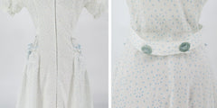 Vintage 50s White & Blue House Dress / Dressing Gown S