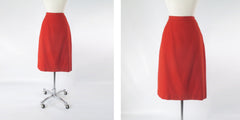Vintage 50s Muted Orange Wool Pencil Skirt M