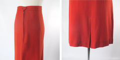 Vintage 50s Muted Orange Wool Pencil Skirt M