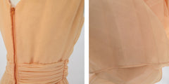 Vintage 60s Peach Organza Maxi Party Dress XS