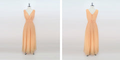 Vintage 60s Peach Organza Maxi Party Dress XS