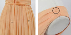 Vintage 60s Peach Organza Maxi Party Dress XS