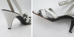Vintage 80s White Sandals Seducta French Heels 7.5