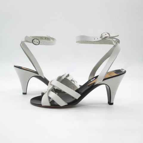 Vintage 80s White Sandals Seducta French Heels 7.5