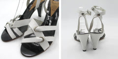Vintage 80s White Sandals Seducta French Heels 7.5