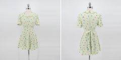 Vintage 70s Fruit Print Mini Dress S Petite