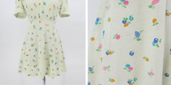 Vintage 70s Fruit Print Mini Dress S Petite
