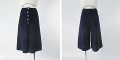 Vintage 70s Navy Blue Knit Button Front Gauchos Culottes S