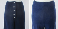 Vintage 70s Navy Blue Knit Button Front Gauchos Culottes S