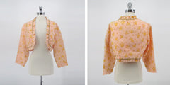 Vintage 70s Roses Halter Maxi Dress Matching Bolero Set L