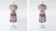 Vintage 70s Sheer Birds & Floral Midi Dress M